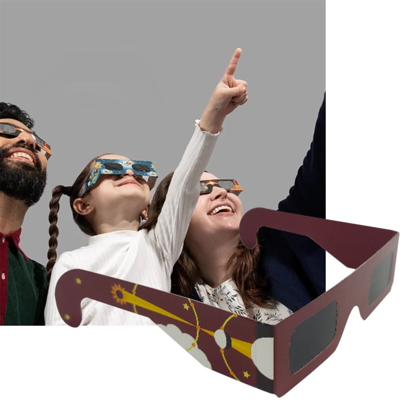 Lunettes d'observation d'éclipse, lot de 10 paires certifiées ISO 2024, pour adultes et enfants, vision sûre à trous d'épingle - 5