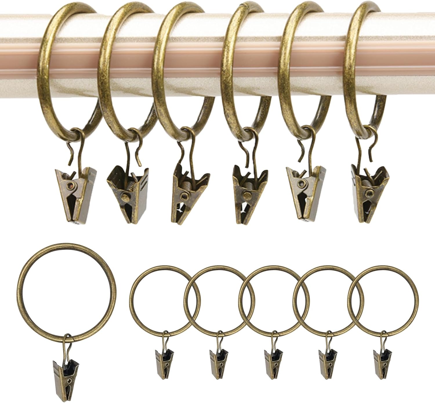 30 Pièces Anneaux Rideaux avec Pinces, 32mm Diamètre Intérieur Pince ...