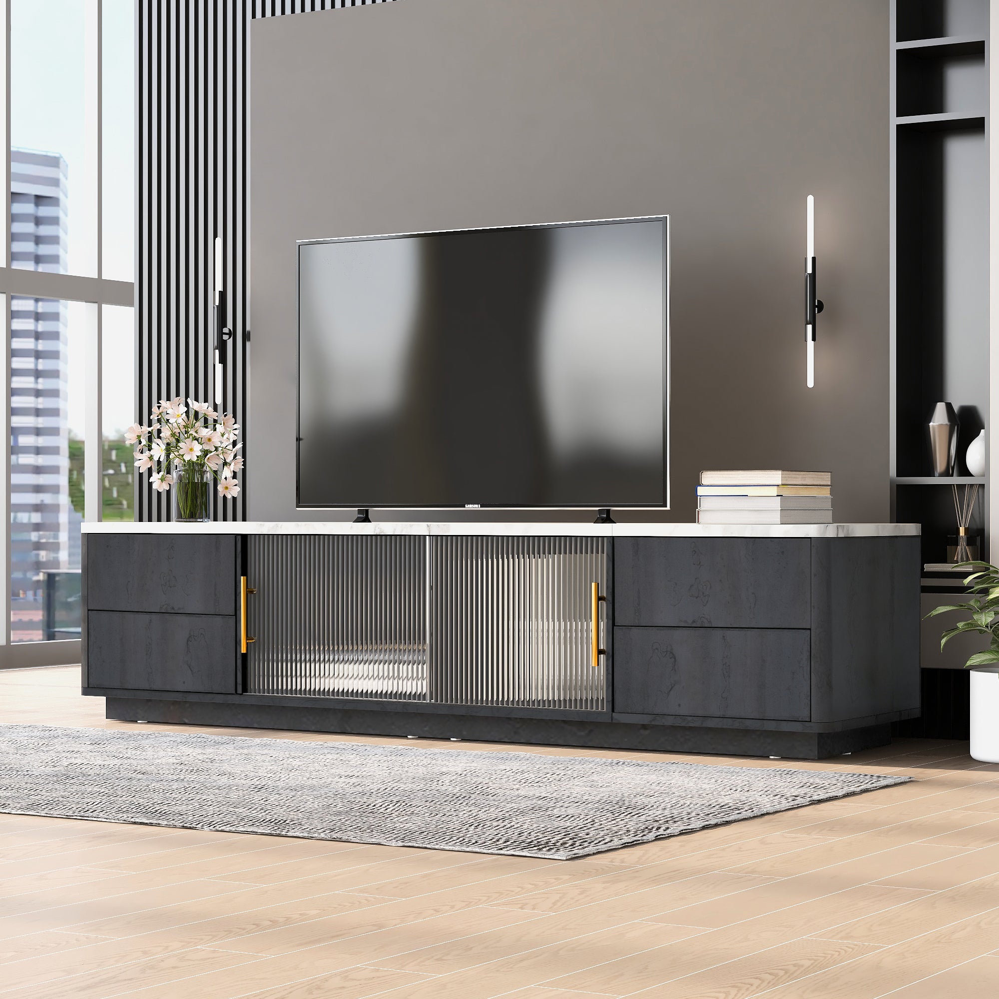 Vasagle Mobile Tv, Mobile Porta Tv Fino A 55 Pollici, Con 2 Cassetti E E Regolabile Vintage Mobiletto Tv Per Camera Da Letto 120 Cm X 39 Cm X 44 Cm Noce L 6194279 71154676 1 - 2