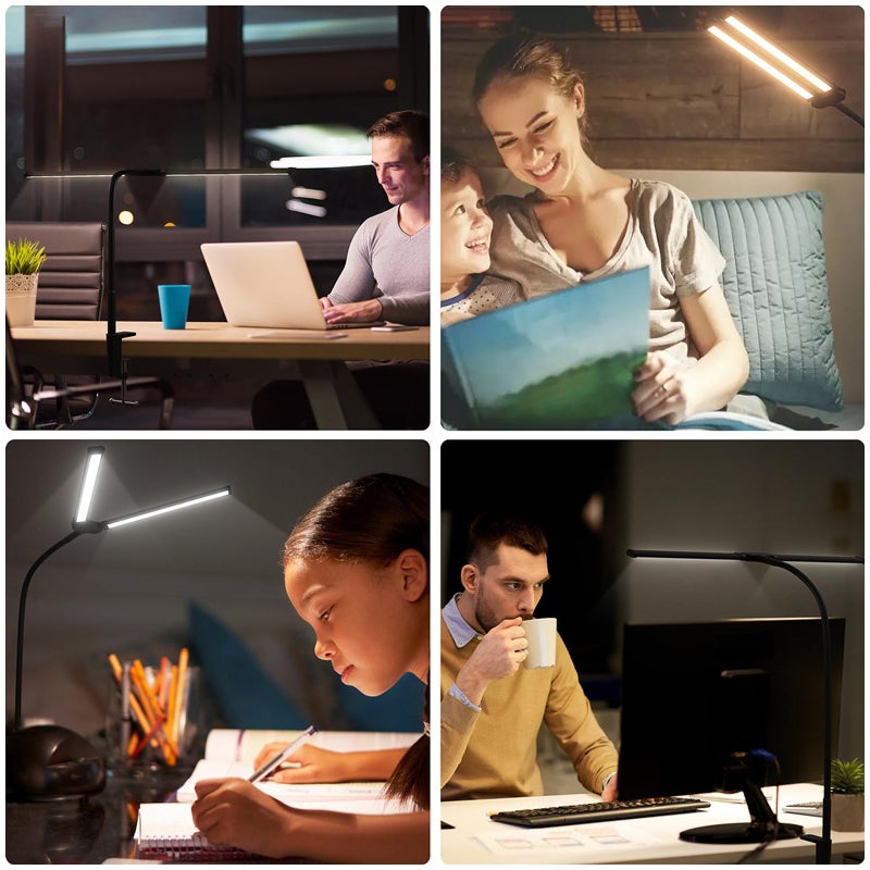 Lampe de bureau LED architecte, 3 couleurs 10 niveaux réglables, lumière anti-éblouissement, idéale pour lecture, étude et travail créatif - 9