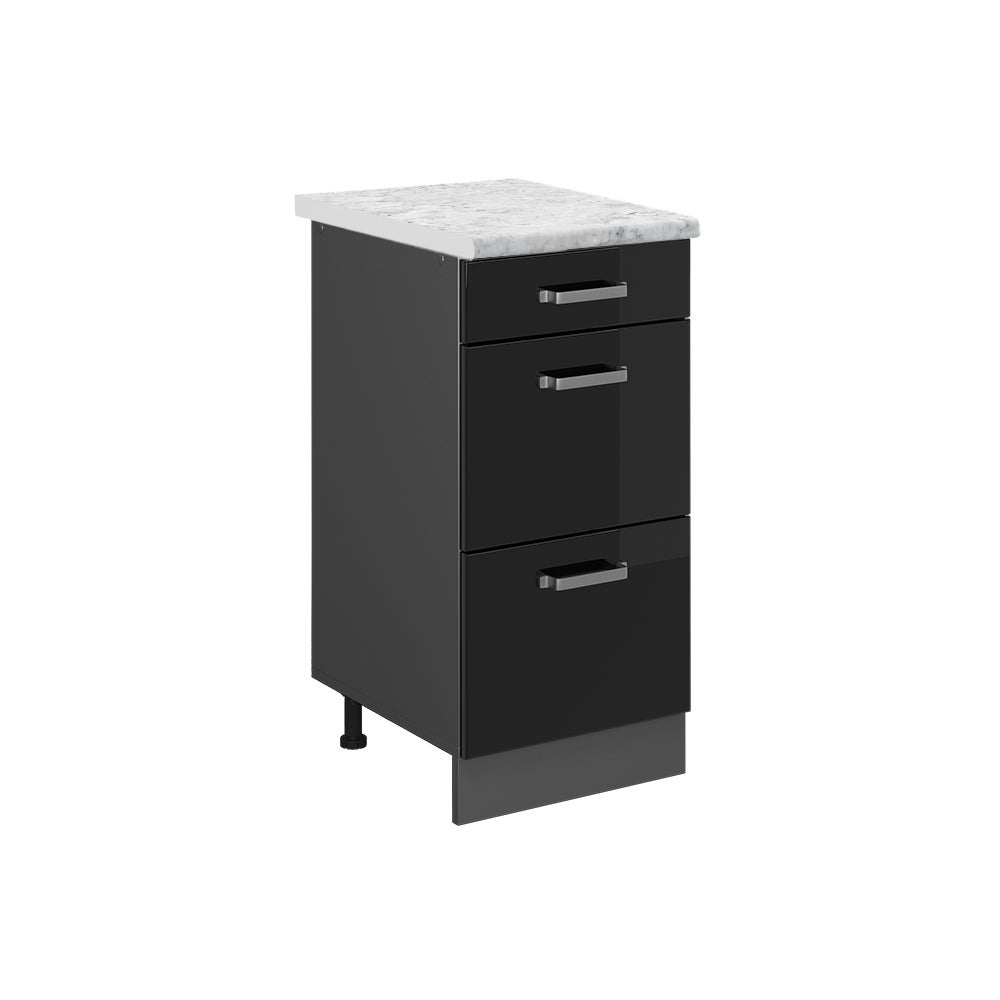 Vicco Szafka dolna do kuchni R-Line, Czarny wysoki połysk, 40 cm BR Marmur