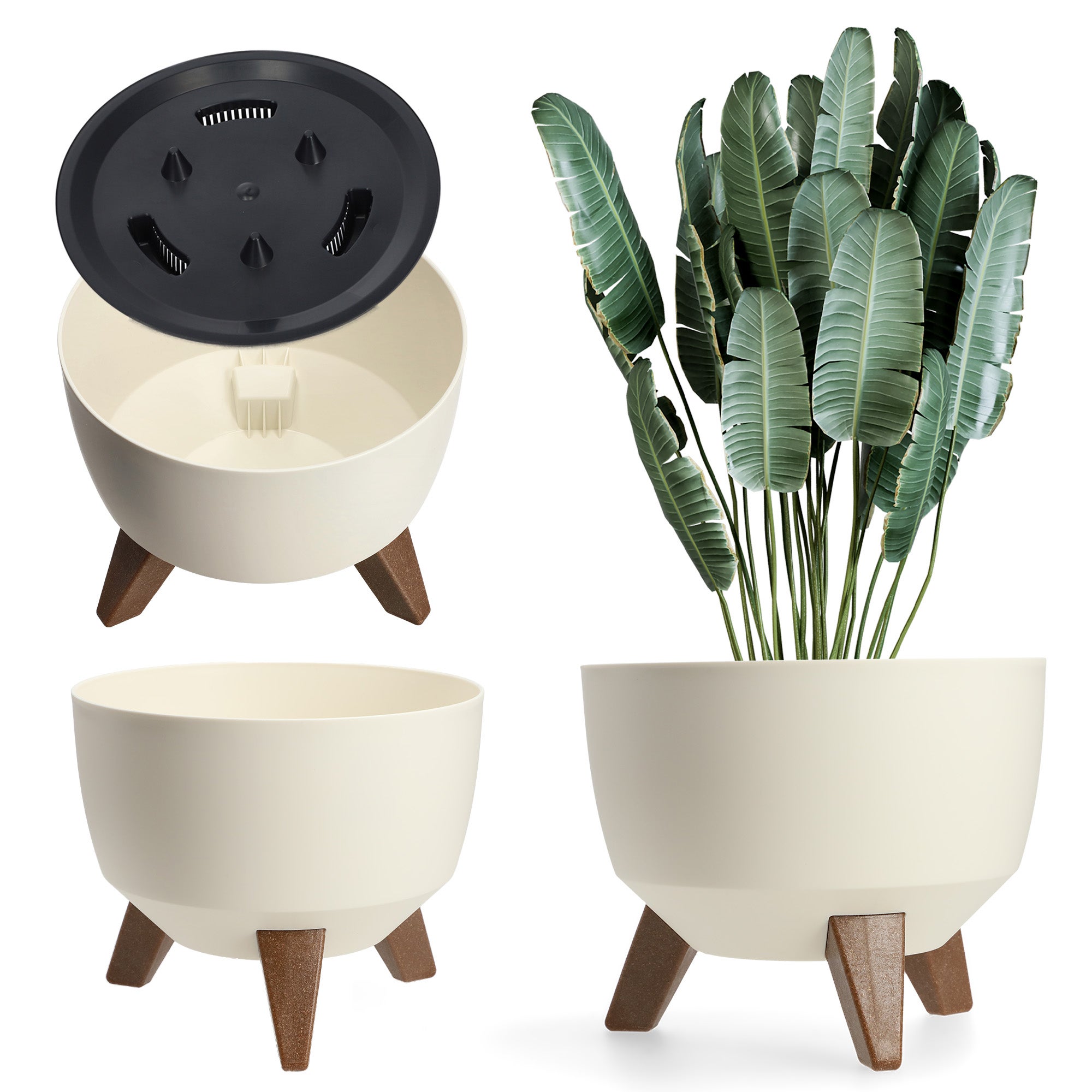 DONICZKA DONICA OSŁONKA NA NÓŻKACH WKŁAD KWIETNIK 33cm KREMOWA MISA OKRĄGŁA