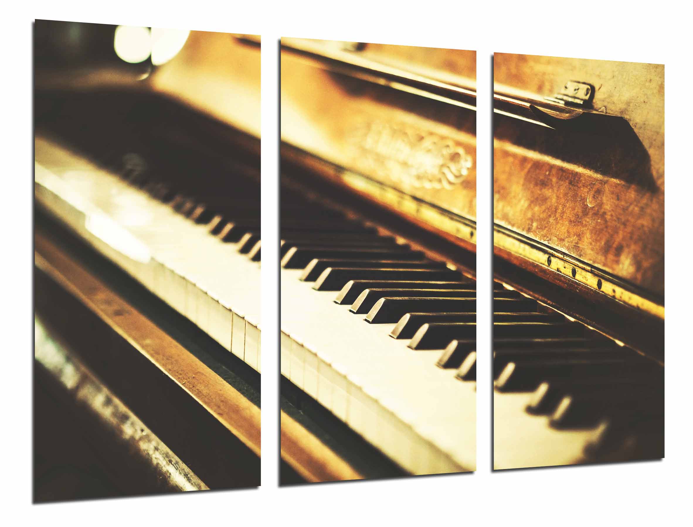Piano vintage madera, retro, impresión fotográfica sobre madera, cuadro moderno decorativo