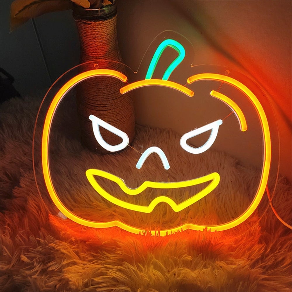 Neon LED 18 x 20 cm do dekoracji ściennych na Halloween, zasilany przez USB, idealny na imprezę Halloween lub do sypialni