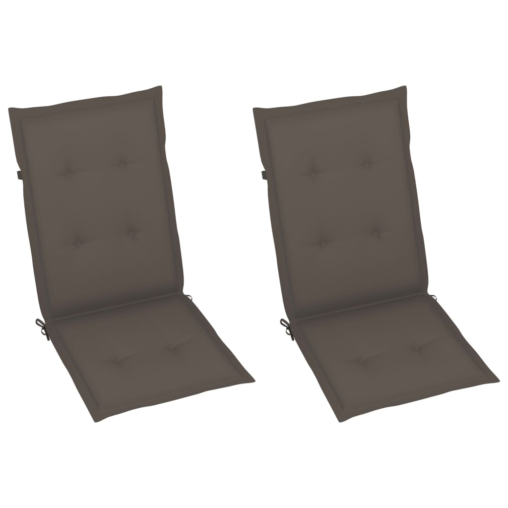 Chaises de jardin 2 pcs avec coussins taupe Bois de teck massif 7 - 6