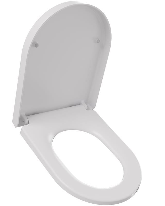 CECIPA MAX Sedile WC a Forma di D - Freno Anticaduta per WC - Coperchio WC per WC da Bagno - Bianco