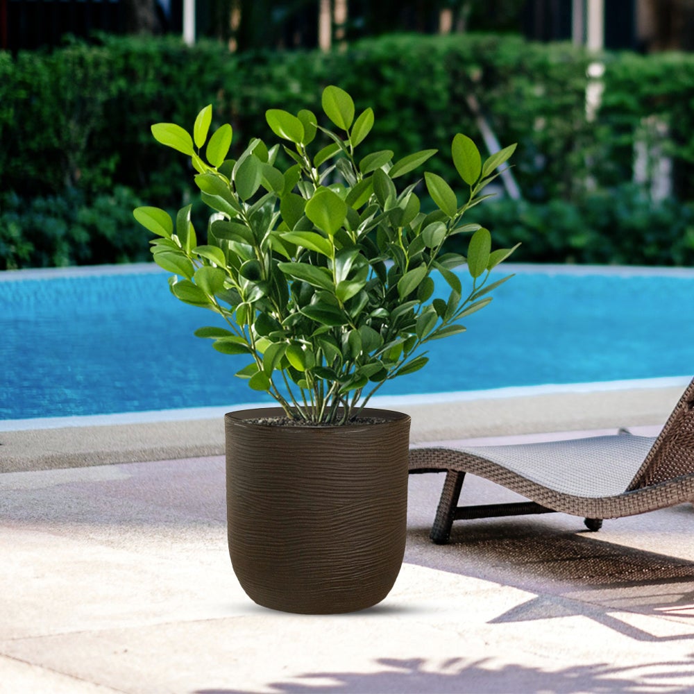 Wazon żywiczny cylindryczny Raffaello Marrone 35x34 cm do roślin doniczkowych i ogrodowych