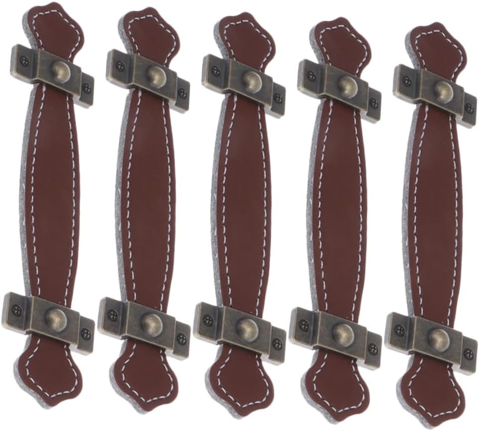 Zestaw 5 uchwytów meblowych ze skóry w stylu vintage – ze śrubami 2,2 cm – pasujące do paneli drzwiowych o grubości 1,8 cm – do kuchni i łazienek