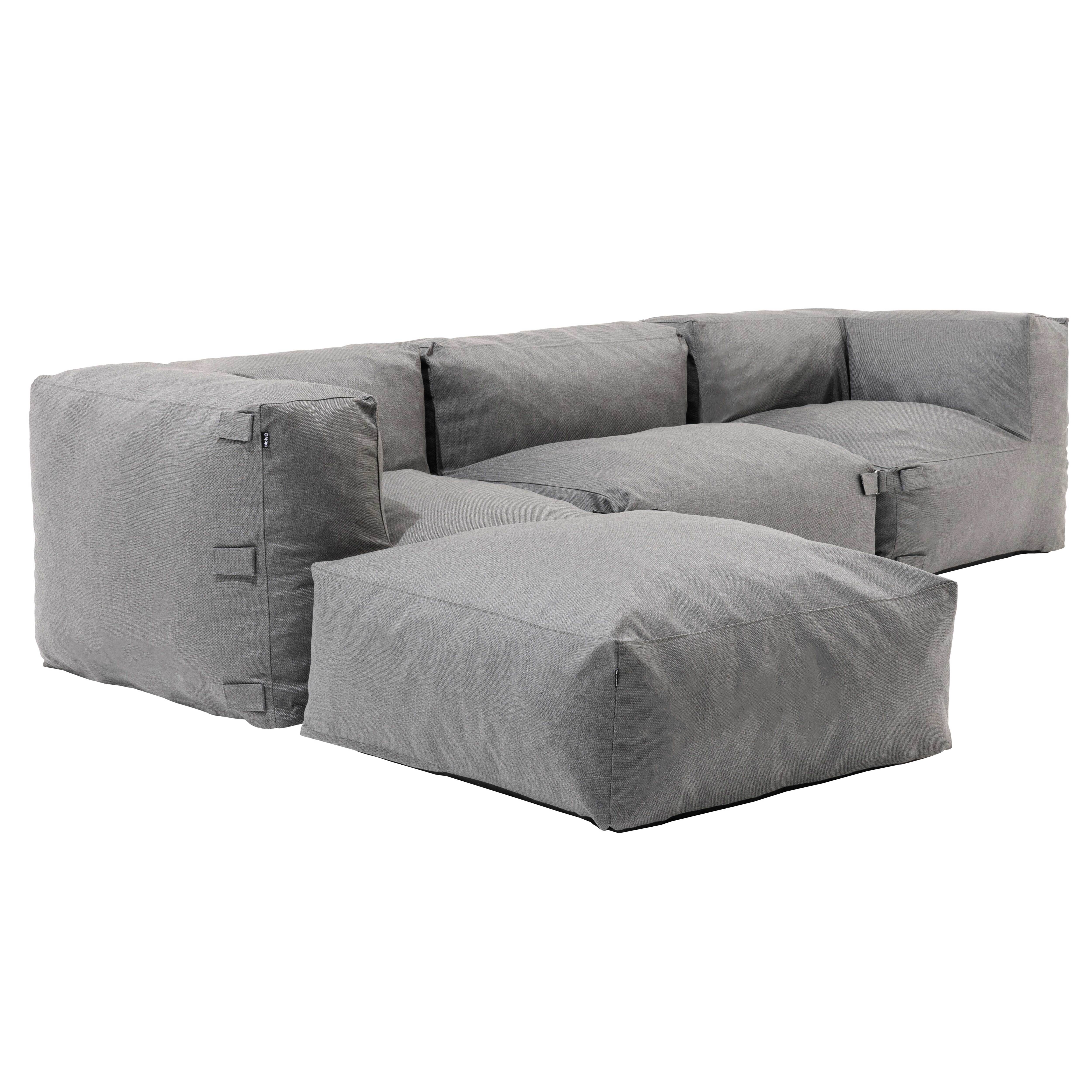 Canapé d'angle de jardin modulable 4 places gris, Mixi - Oviala - 2