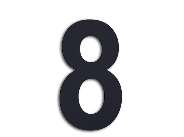 Numero civico | Adesivo | Acciaio inox | Laccato nero | 160 mm | Pareti, facciate, porte o portoni | Esterni e interni | Nº 8