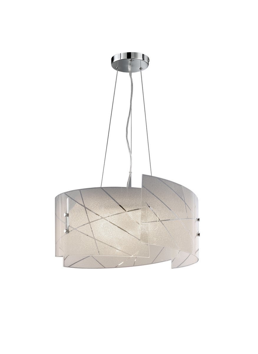 Lampa wisząca SANDRINA biała chromowana 3xE27x40W szkło wym:150x50x50cm IP20 Trio