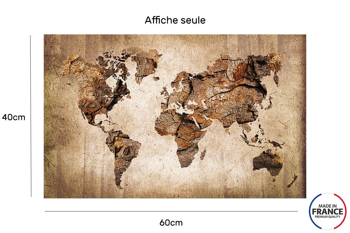Affiche brown map, 60x40cm - made in France - 2