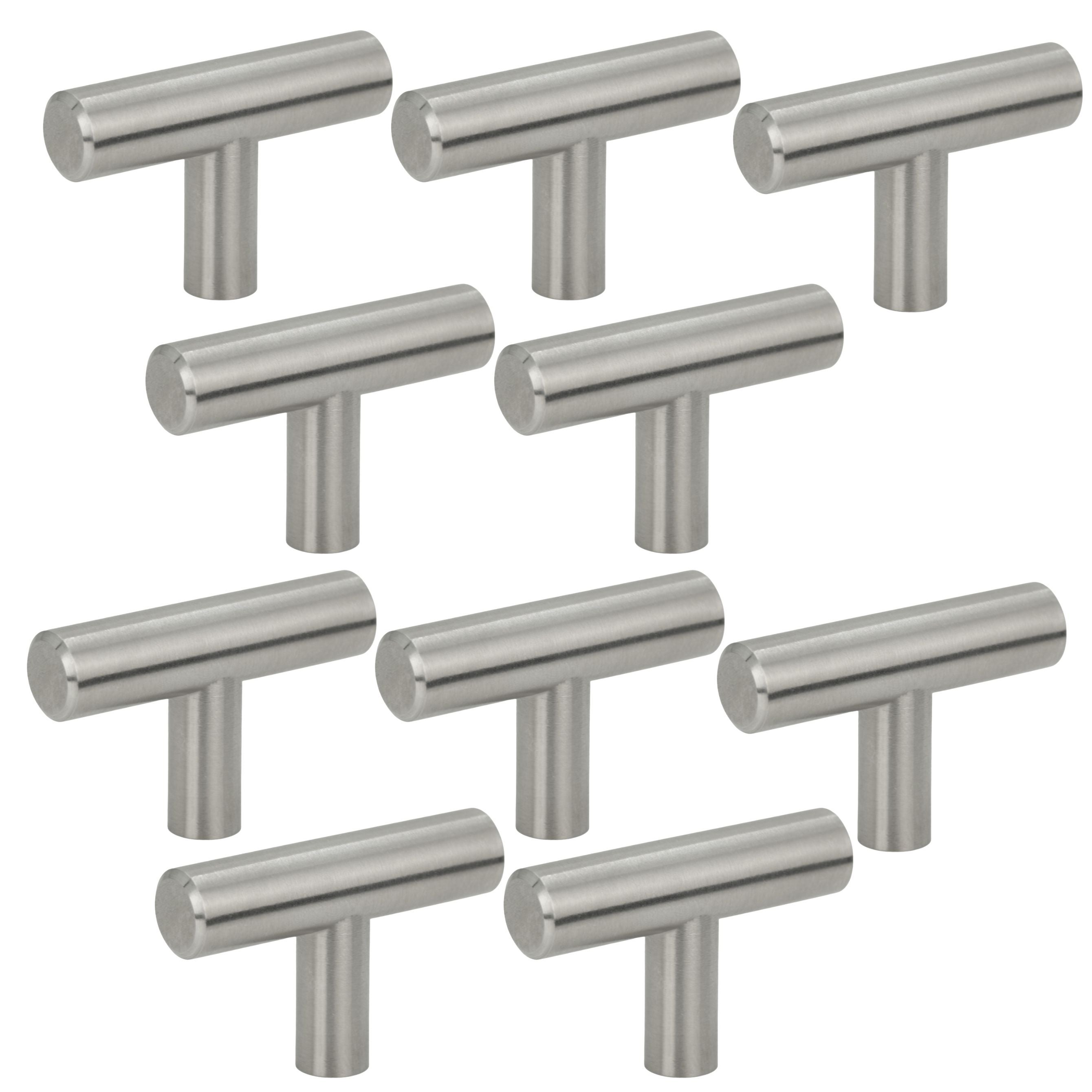 10 x Gałka meblowa reling metalowa 5 cm srebro szczotkowane