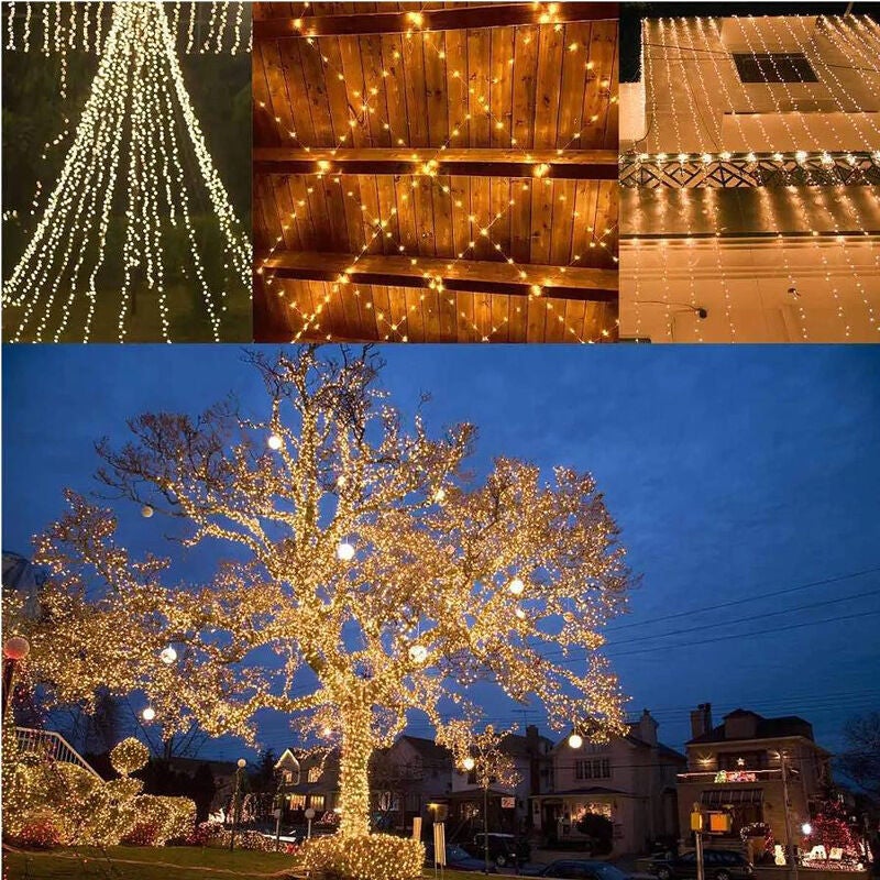 Guirlande lumineuse LED 100m/1000 LED, IP44 étanche, télécommande + minuterie, 8 modes, décoration fête (Noël, anniversaire, mariage), blanc chaud - 4