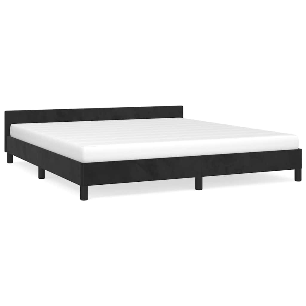 Cadre de lit sans matelas, velours noir, pour la chambre, 160 × 200 cm - 2