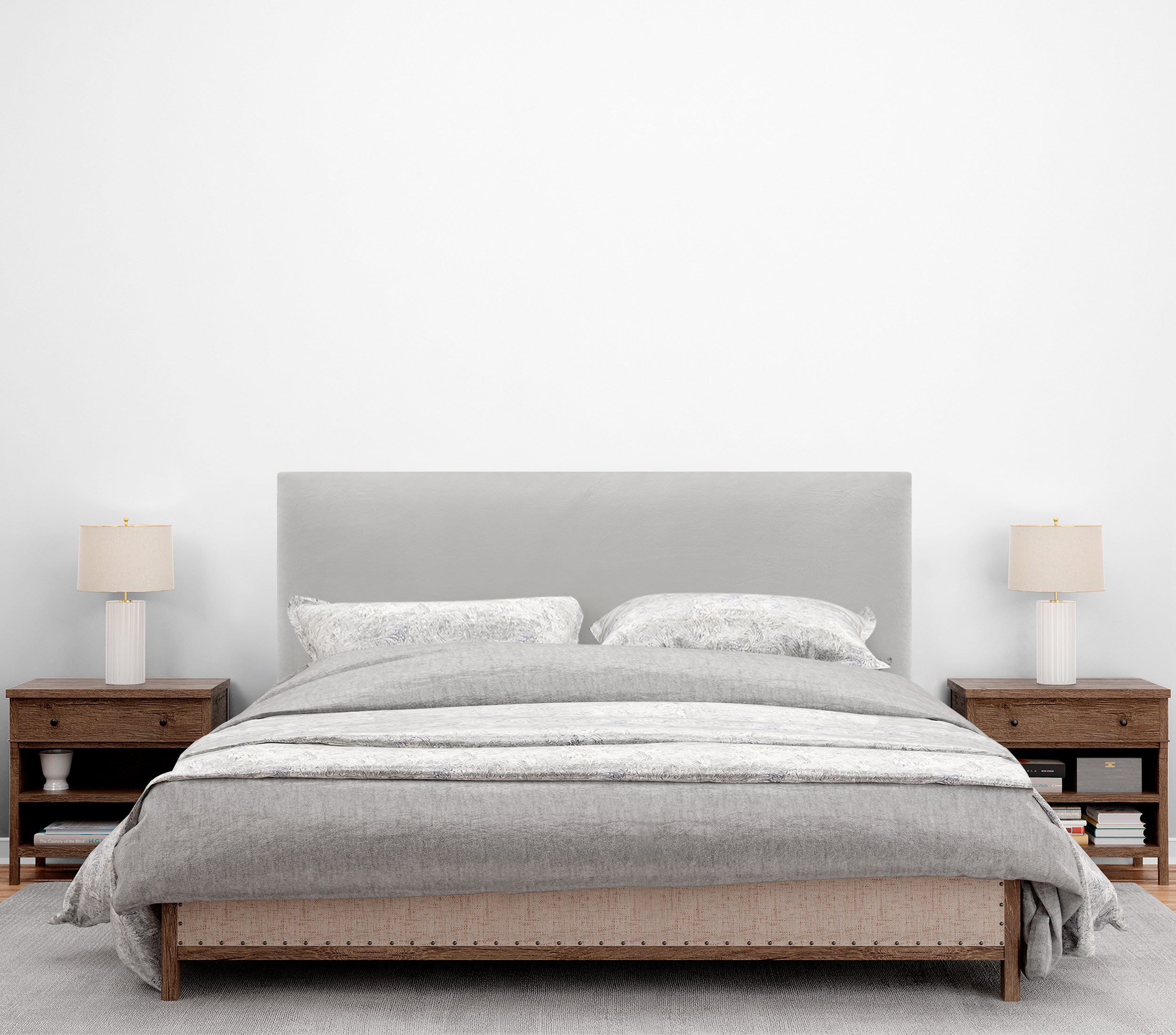 DHOME Testiera in Velluto Liscio Camera da letto Imbottita con Testiera Imbottita Moderna di Fascia Alta (Bianco, 150x60cm) - 4