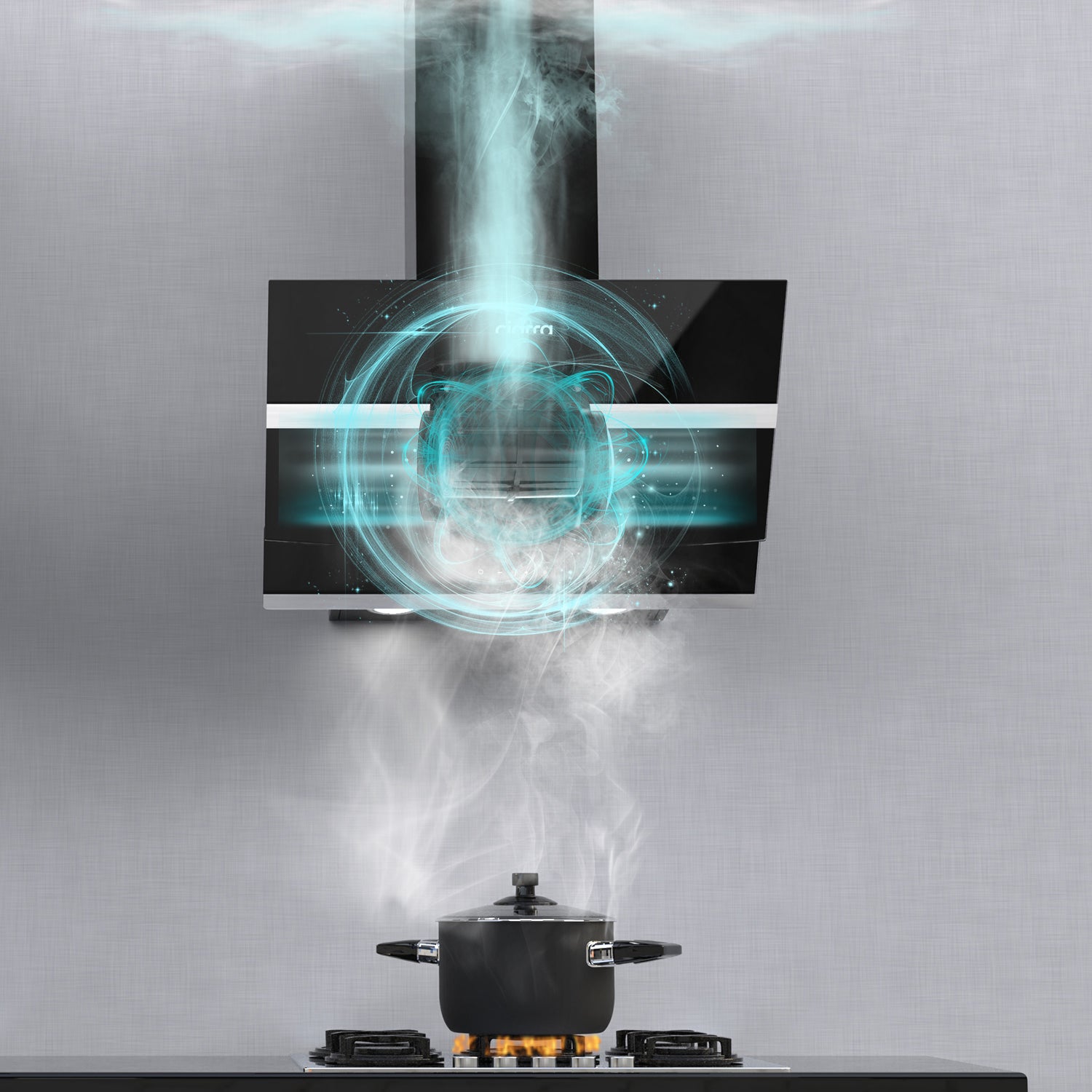 CIARRA Hotte Tactile 60cm 650 m3/h Classe A+++ 4 Vitesses Booster Wi-Fi Connecté Touche Tactile Verre Noir 736NBK60 - 6