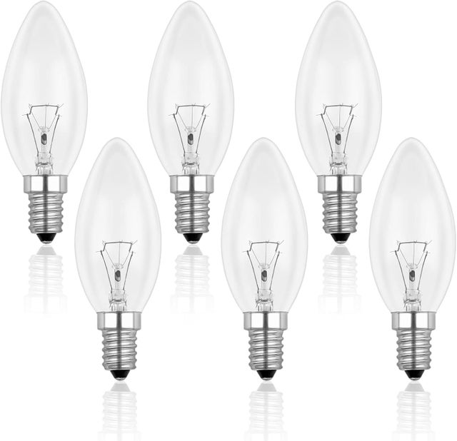 Bombilla vela clara E14 40 W, bombilla incandescente regulable, blanco cálido 2700 K, E14 Bombillas vela Edison con casquillo de rosca, paquete de 10