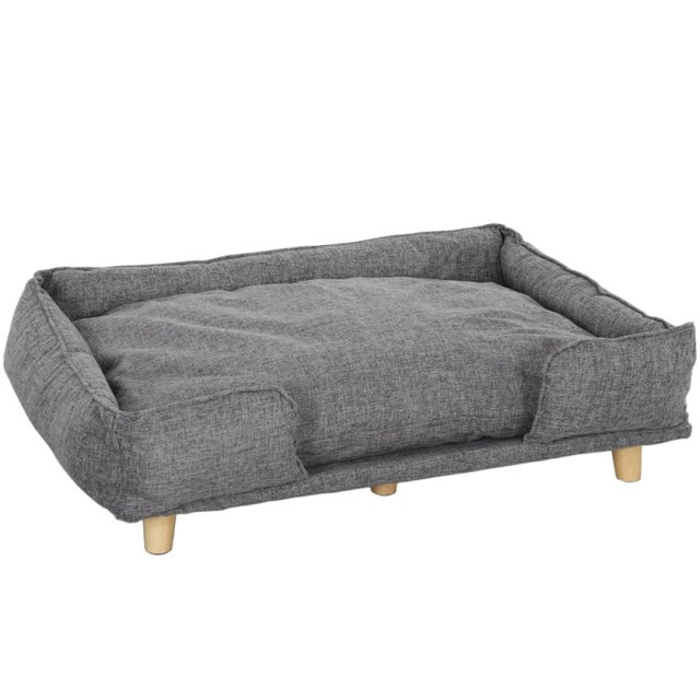 Sofá para cães, cama para animais de estimação, almofada removível e lavável, poliéster, cinza escuro, confortável, elegante