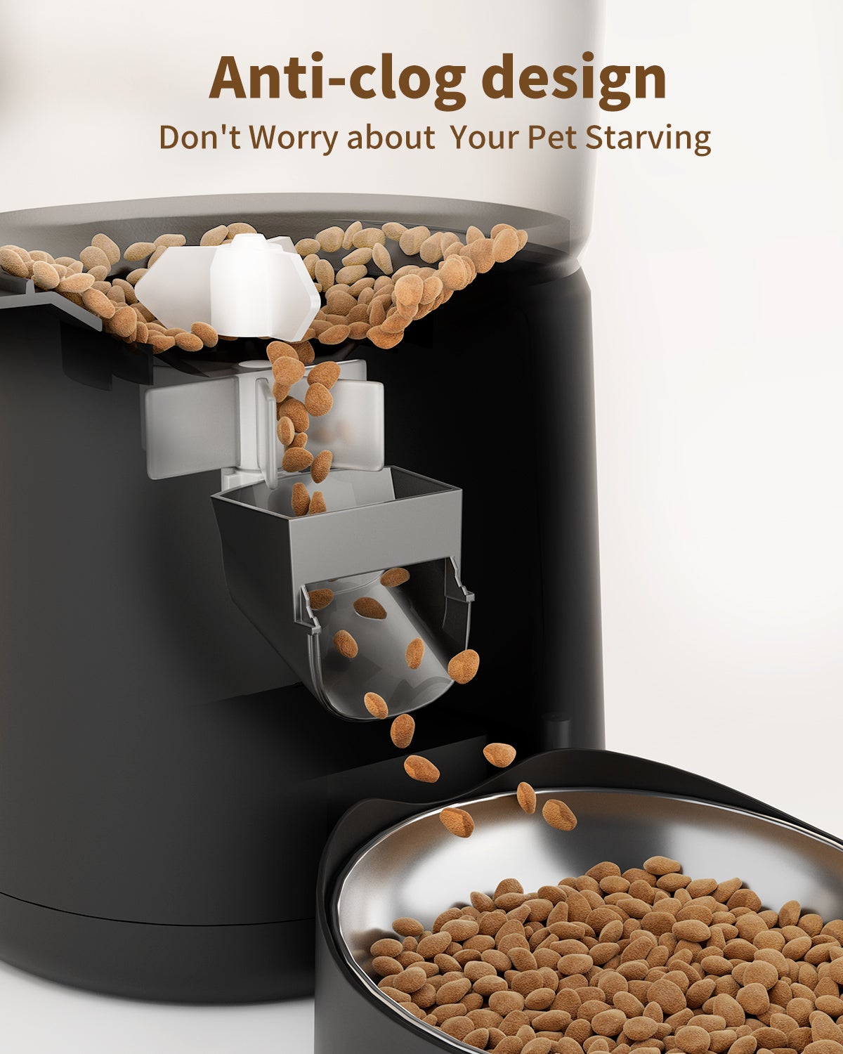 WiFi Distributeur Croquettes Chat Automatique avec App 4L 2,4G Distributeur Croquettes Chat et Chiens APP Contrôle avec Bol en Acier Inoxydable NOIR - 8