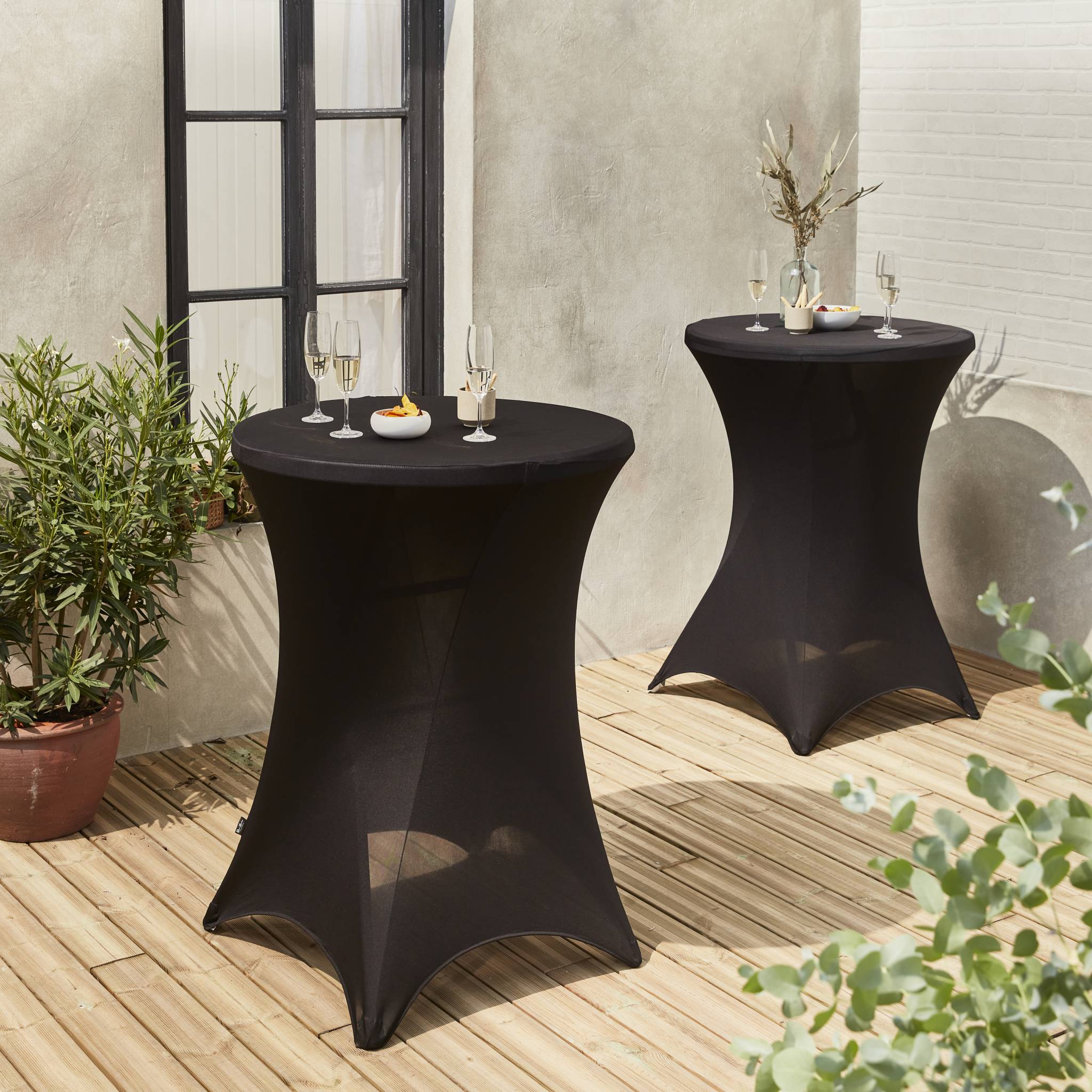Lot de 2 housses – GALA – Housses pour mange-debout Ø80cm. polyester. noir - 2