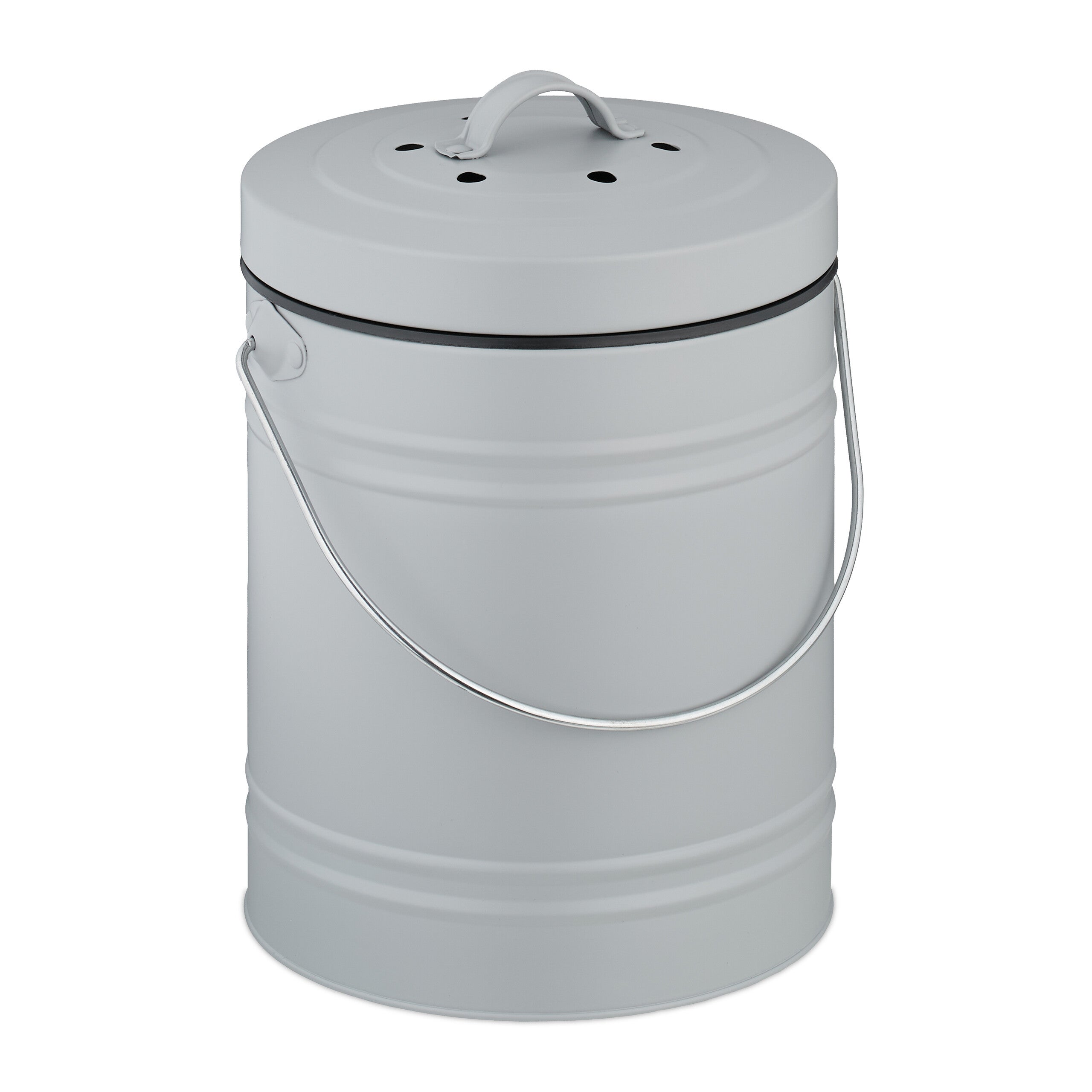 Relaxdays Cestino Portarifiuti 5L Con Gancio Per Anta - Secchio Interno Rimovibile, In Ferro E Plastica, Nero Opaco, Per Bagno, Cucina E Toeletta