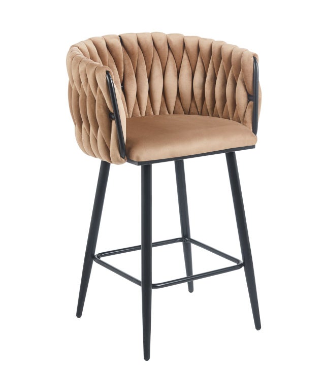 Hoker barowy tapicerowany do wyspy kuchennej kolor cappuccino i czarny FURNITEX H7-FX