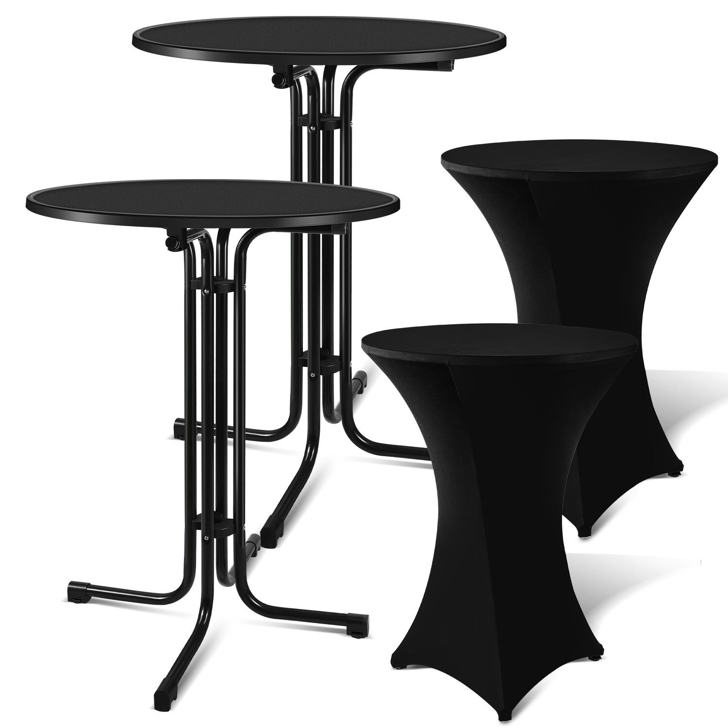 Table Ronde Bar 2x Table ronde haute d'extérieur pour bar et pub Ø80 cm avec structure ...