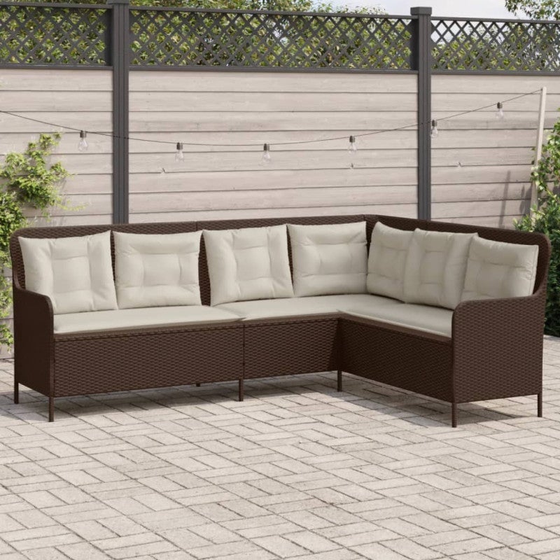 Narożna sofa ogrodowa z poduszkami, brązowa, polirattan vidaXL