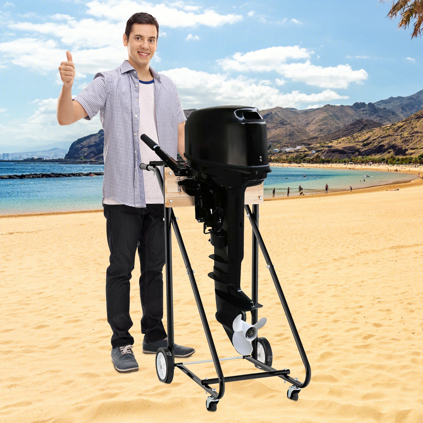 Support Moteur de Bateau Hors-Bord, Chariot de Transport de Moteur, Capacité de 150 KG, pour Réparation, Entretien, et Transport de Moteurs - 6