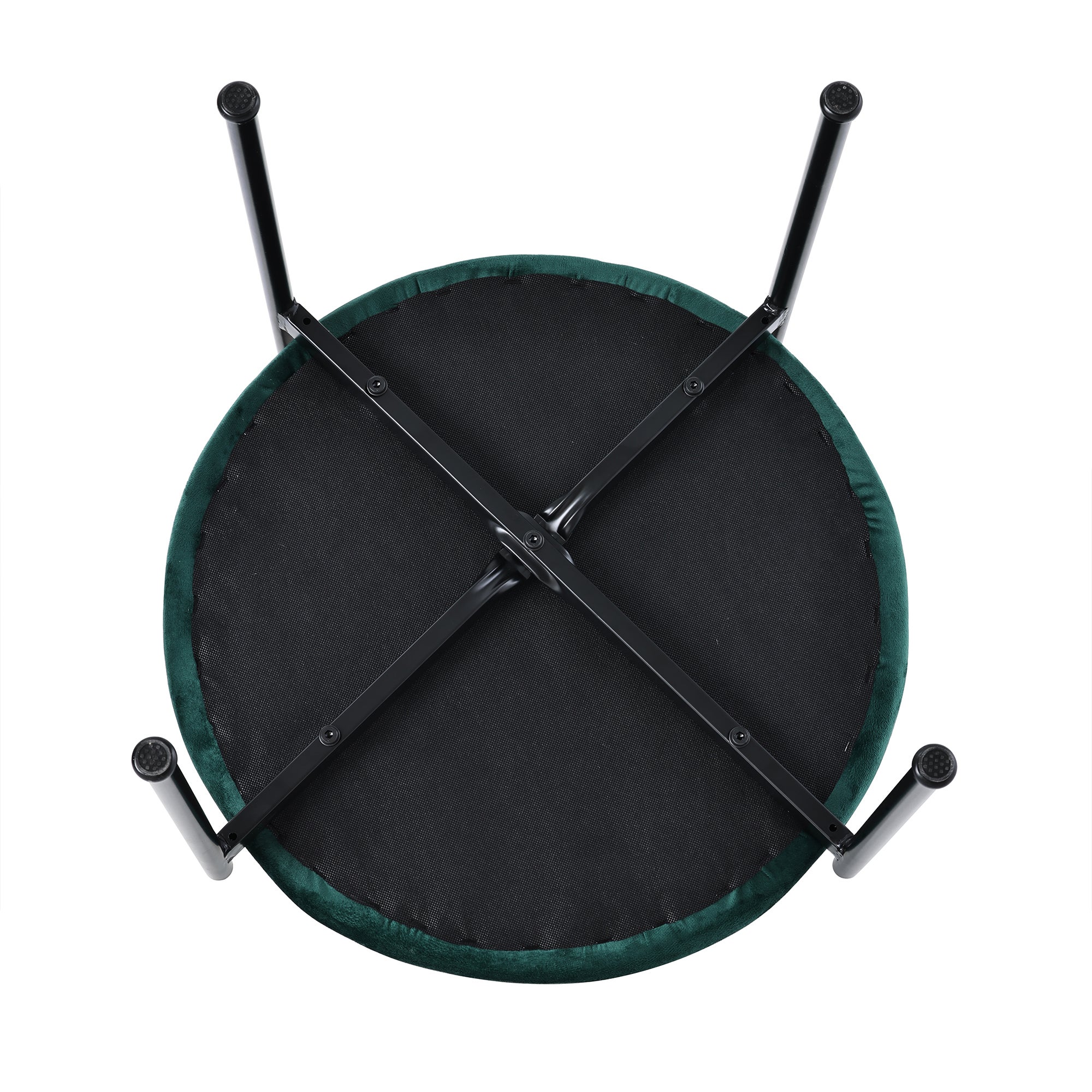 Lot de 4 Chaises en velours et rotin - pieds en métal - Vert - 8