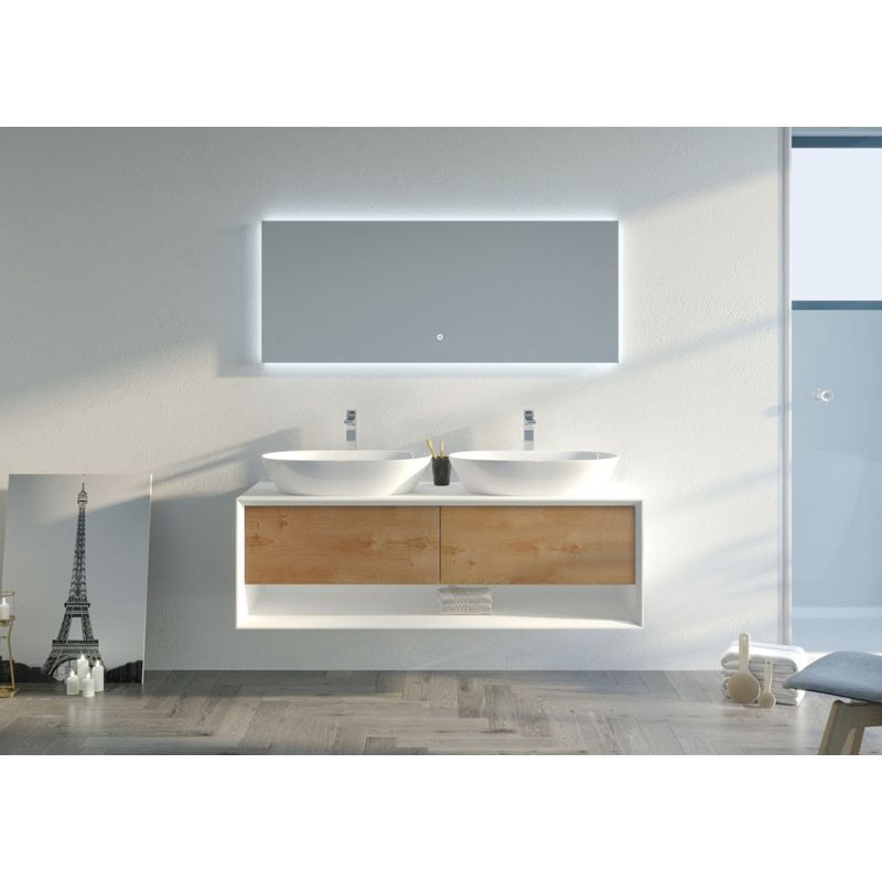 Meuble de salle de bain Bellano 1400 Bois naturel et Blanc - 2
