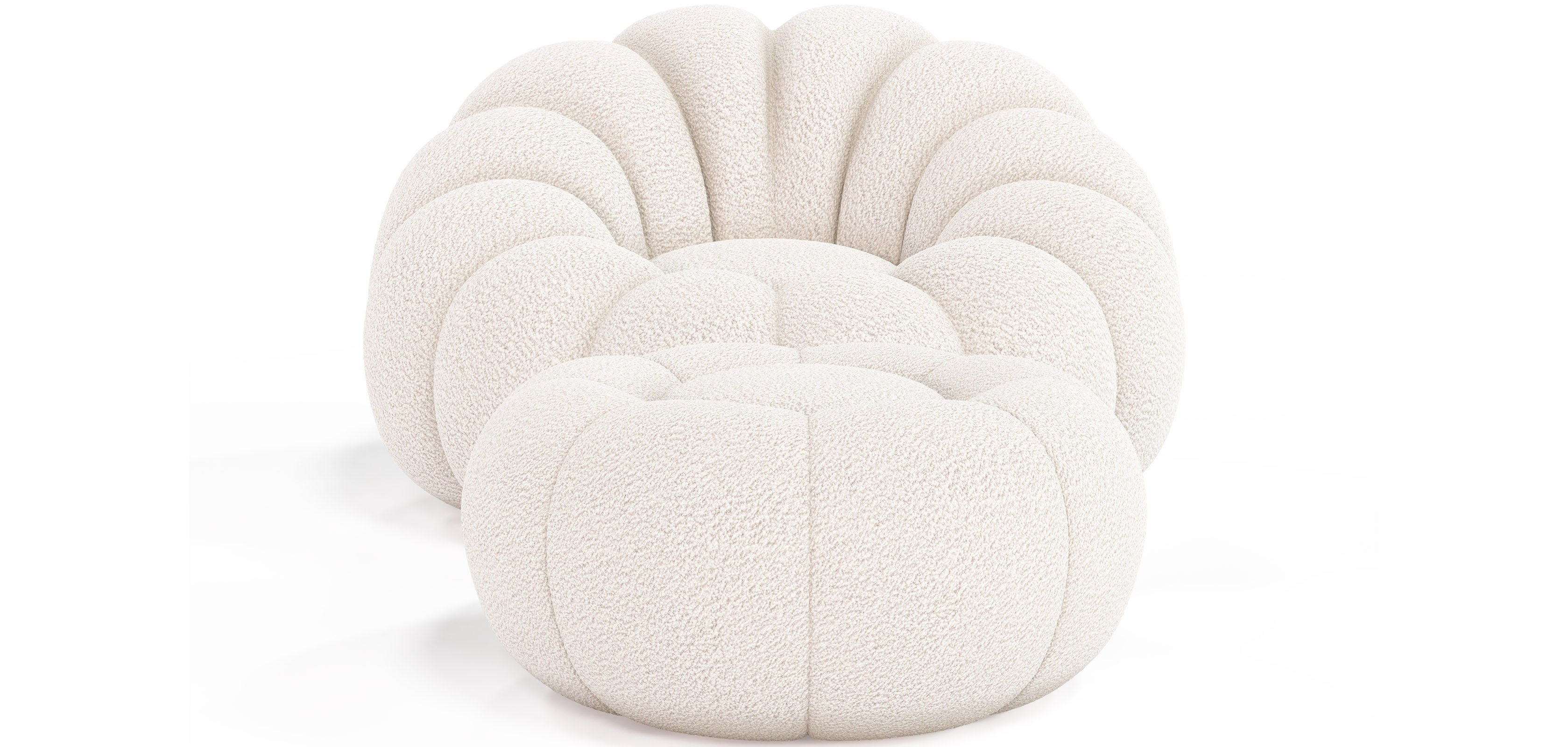 Fauteuil Pouf en bouclette fausse fourrure Tapissée - Boucles Blanches - Calera Blanc - 5