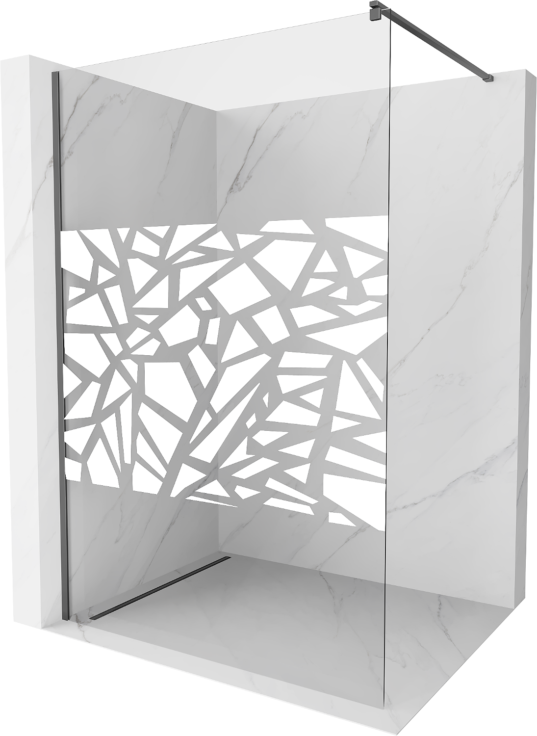 Mexen Kioto ścianka prysznicowa Walk-in 100 x 200 cm, biały wzór 8 mm, gun metal - 800-100-101-95-85