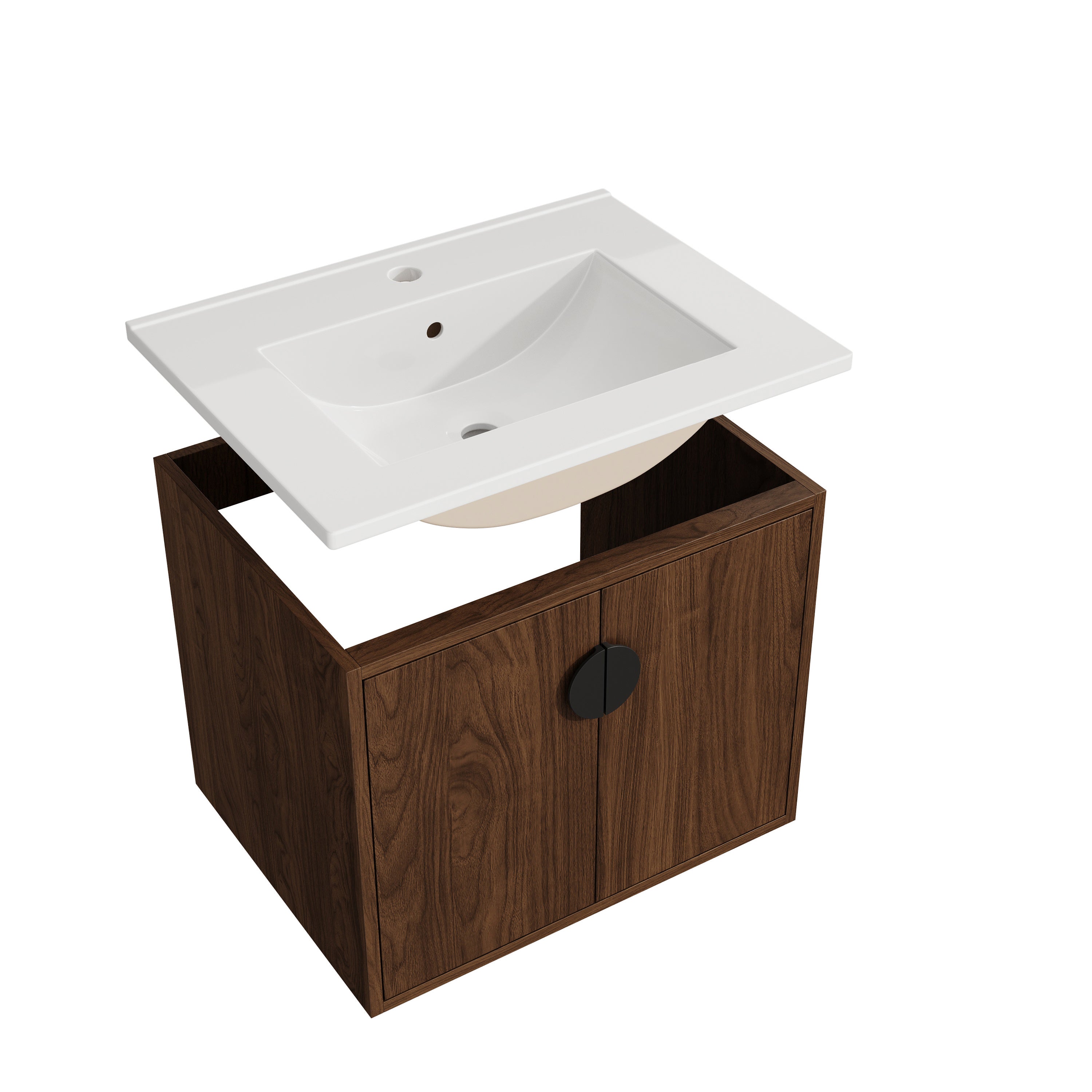 61 cm Meuble sous vasque avec vasque à encastrer - Ensemble de meubles de salle de bain 2 pièces avec vasque et meuble sous-vasque HOROW - 7