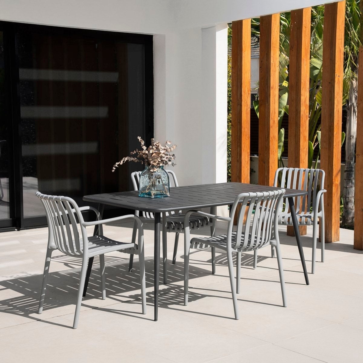 Chaise de jardin empilable deba en polypropylène gris avec accoudoirs MONTY - 8