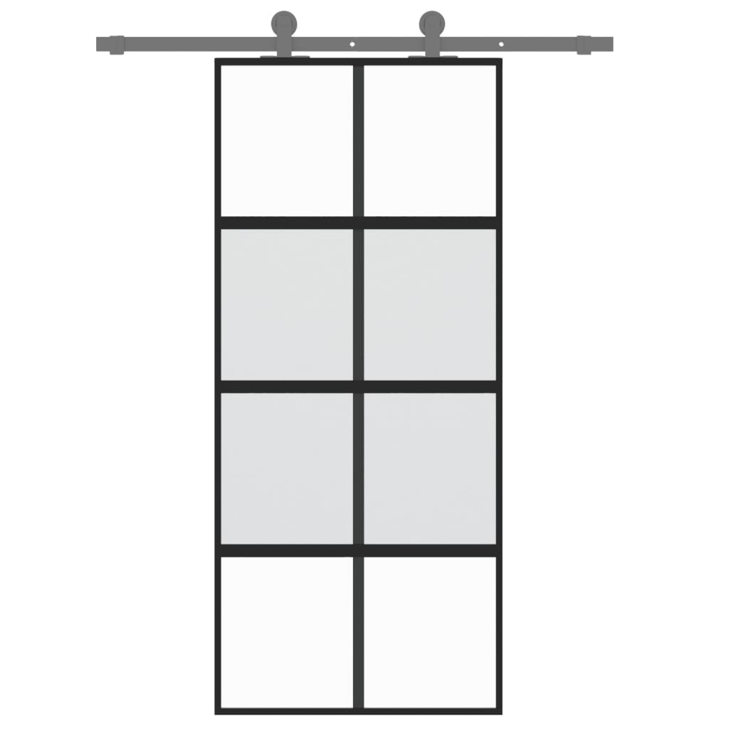 Puerta corredera | Puerta de la cocina vidrio templado y aluminio negra 90x205 cm CFW31218 - 3