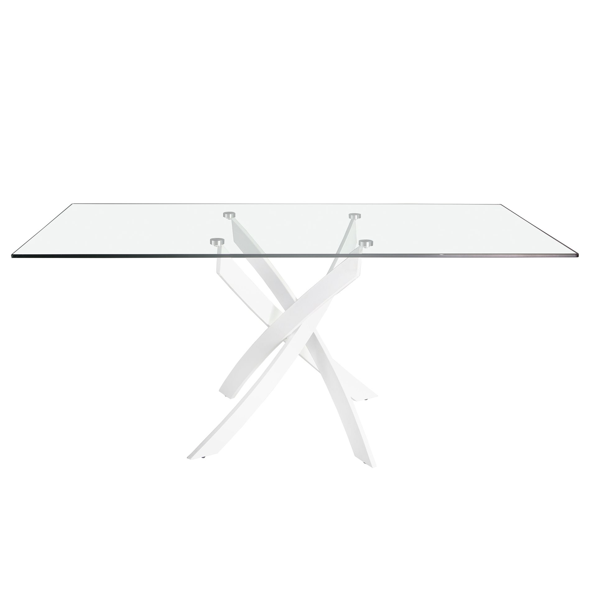 Mesa comedor rectangular cristal templado y acero blanco 160 x 95 x 75 - 2