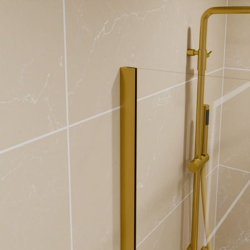 Paroi de douche fixe dorée 100 cm x 200 cm GOLDY - Verre 8 mm - 4