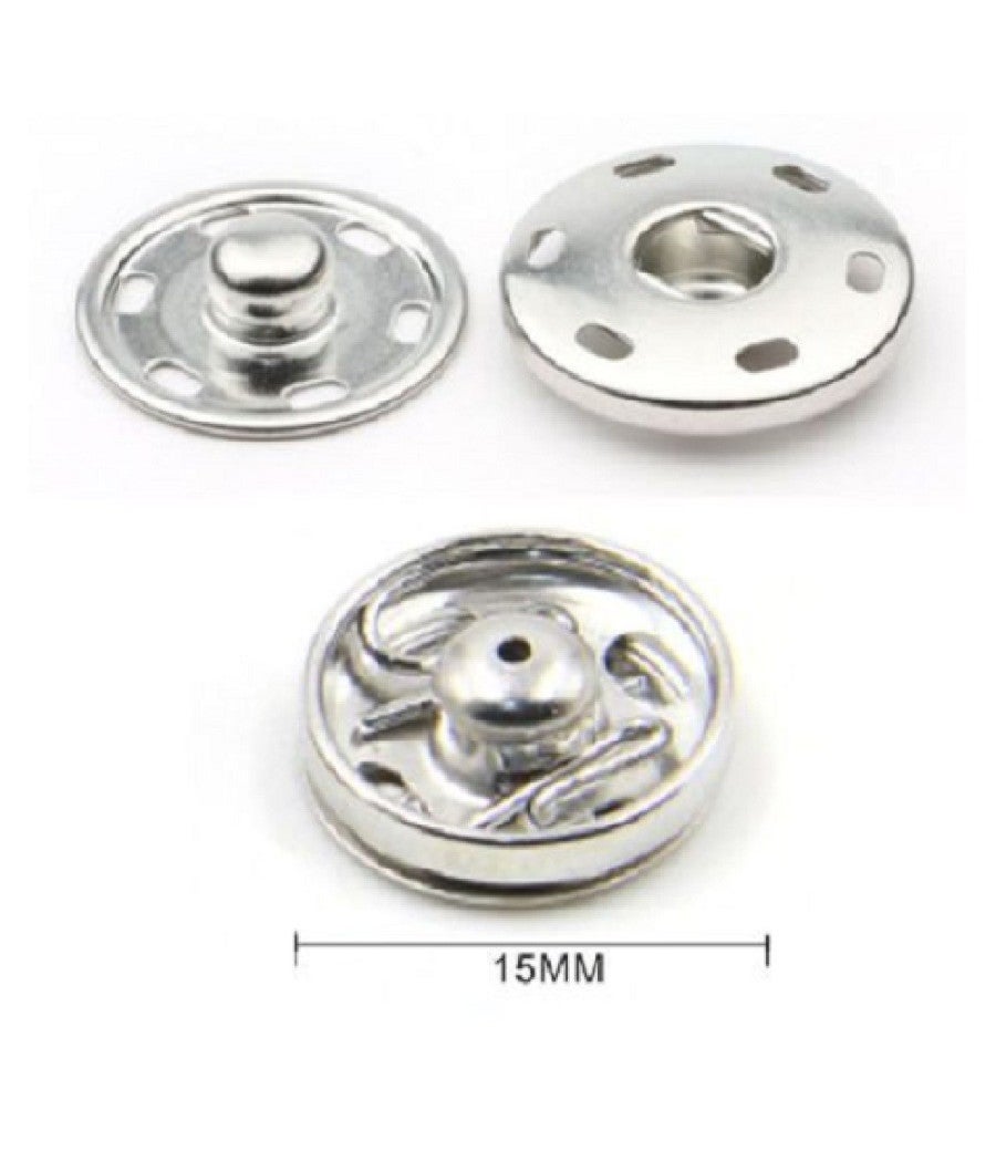 Weddecor 15mm Argento 4 Parti MOLLA a S Bottoni Automatici Grande Bottoni Automatici con 3 Parti Fissaggio Strumento a Mano Kit per Leathercrafts, Cucito, Abbigliamento & Riparazione - Argento