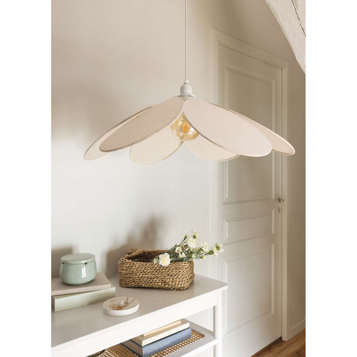 Suspension en lin FLEUR - Diam 72 cm - Beige - 6