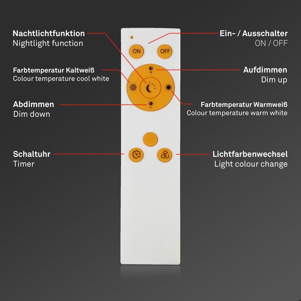 Plafonnier BRILONER LEUCHTEN VERB, 50 W, 4000 lm, IP20, blanc, plastique-métal, intensité lumineuse variable, CCT, Ø 56 cm - 8