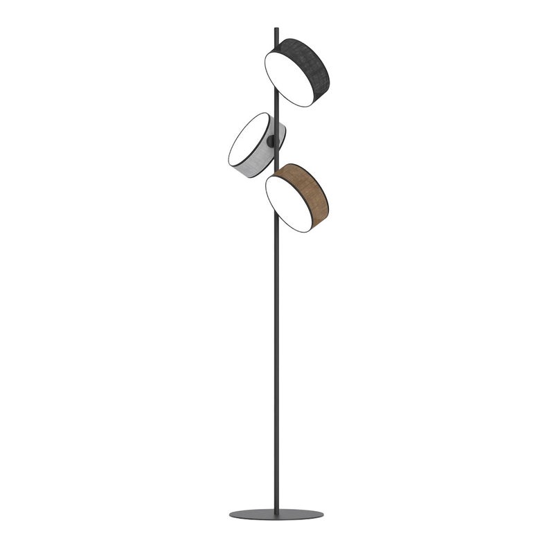 Lampa stojąca minimalistyczna DRUMZ czarno-brązowo-szara 3xE14x10W tkanina wym:160x46x29cm IP20 Emibig