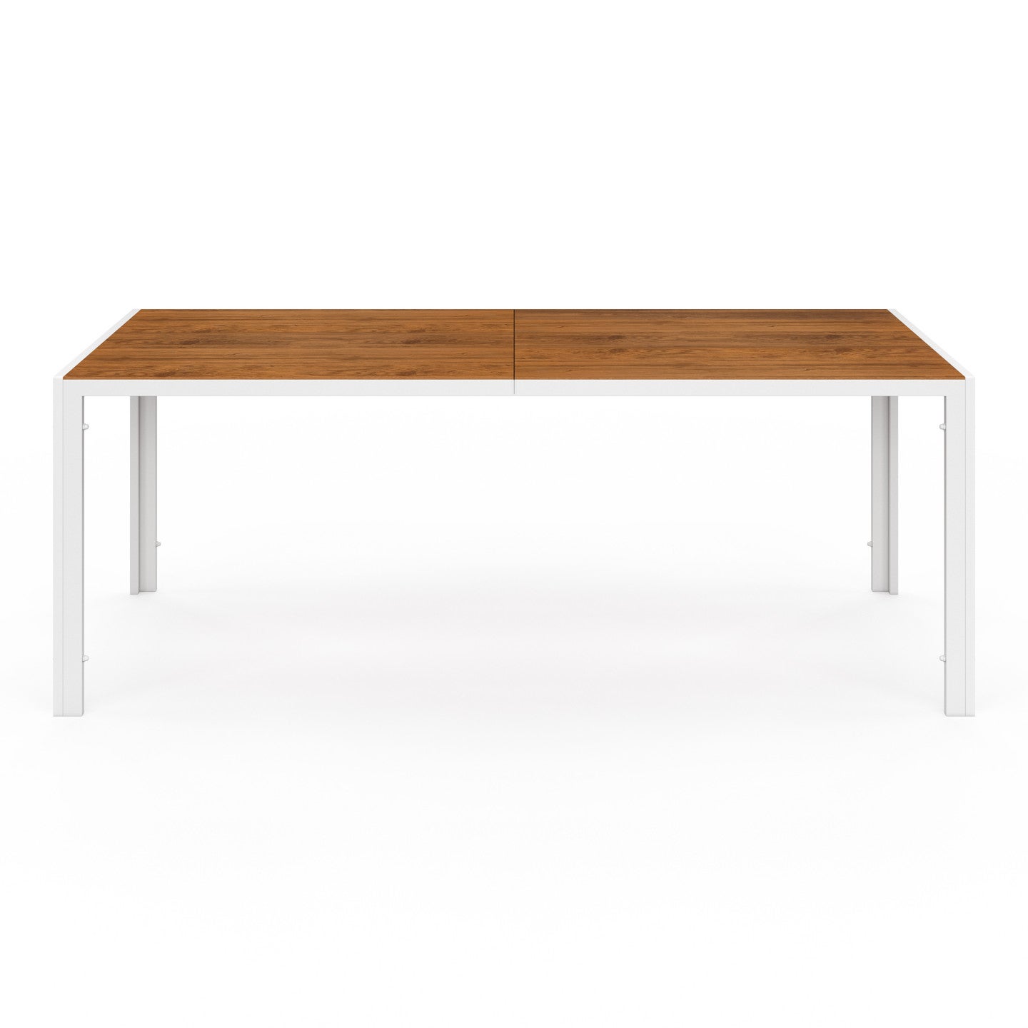 Salon de jardin NOUMEA table 190 cm plateau verre trempé effet bois et 8 chaises empilables blanc et bois - 3