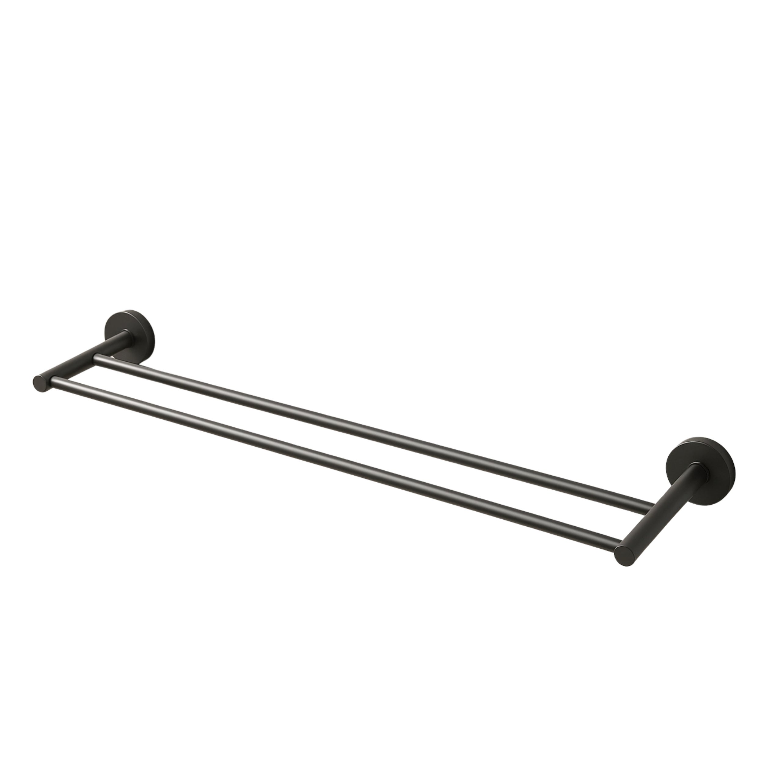 BALNEO - podwójny reling na ręczniki stal nierdzewna antracytowy Gun Metal - uchwyt na ręczniki 60 cm QUBE nierdzewny - drążek łazienkowy