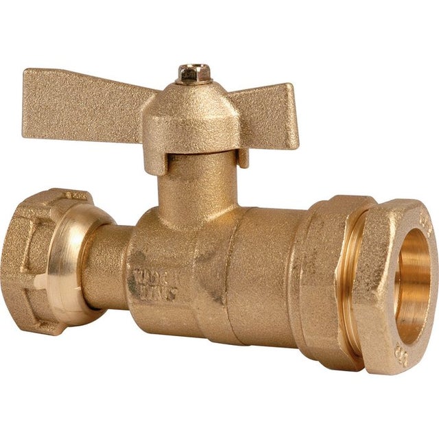 Robinet d'arrêt à boisseau sphérique - F 3/4' - Diamètre 32 mm - Avant et après compteur d'eau - Pour tube PE - Huot