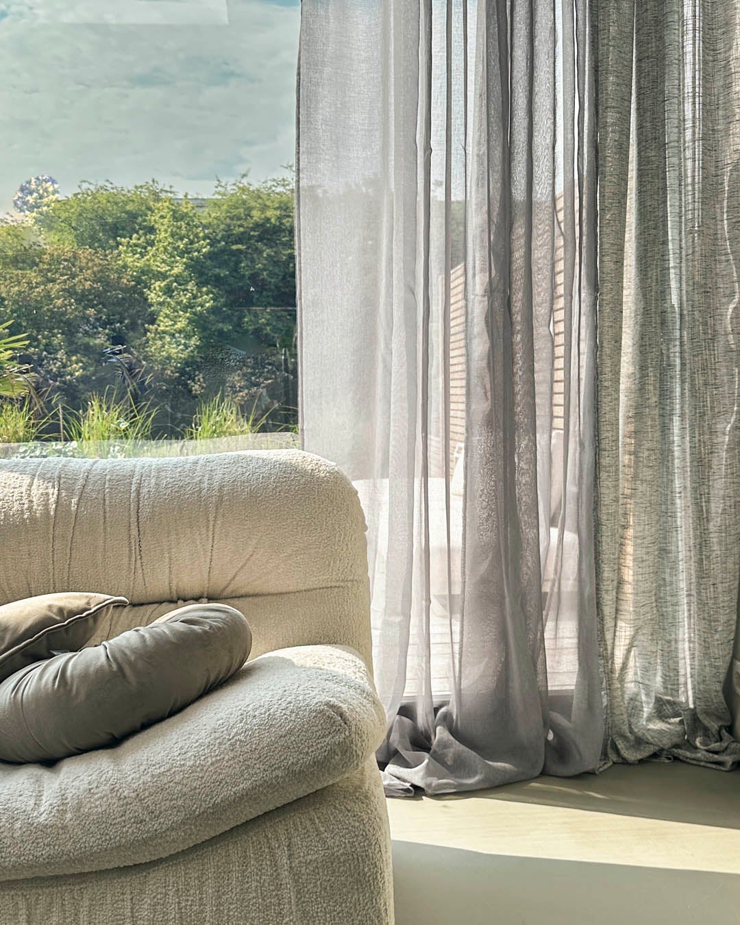 Rideau voilage transparent à galon fronceur - 140x270cm - Gris - HOOMstyle - 2