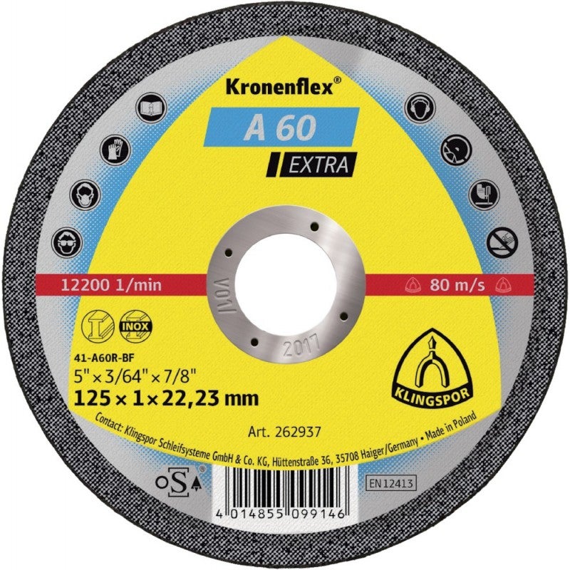 KLINGSPOR Tarcza tnąca A 60 Extra Ø 115 x 1 mm prosta - 262936