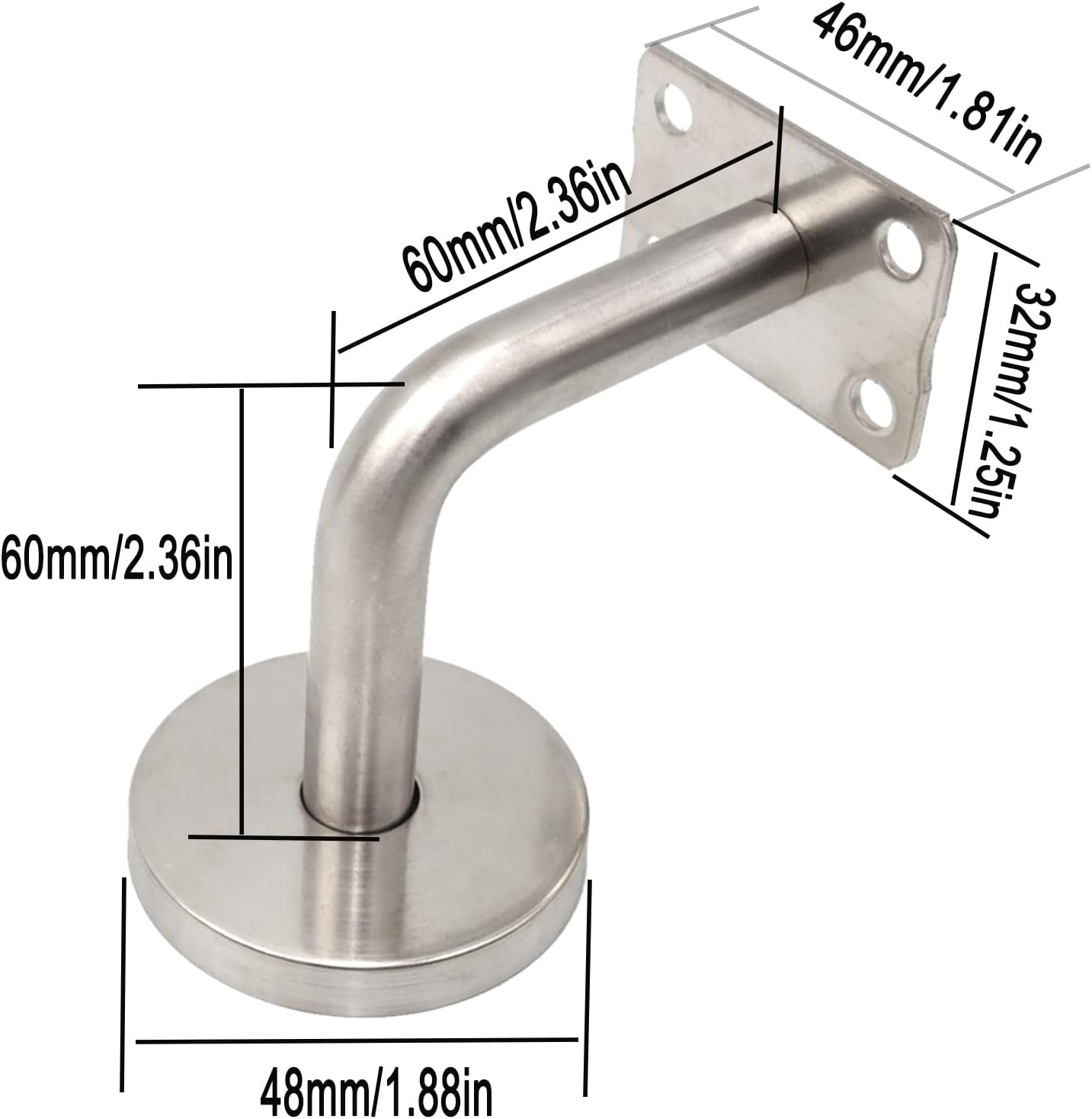 Lot De 4 Supports Muraux Pour Main Courante – Inox Carré, Fayemint, 1,08 Lb