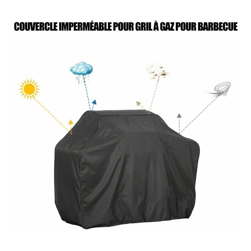 Copertura Per Barbecue A Gas 2 Fuochi – 61x45x33 Cm, In Poliestere 210D Impermeabile, Con Custodia – Protezione Pioggia E Polvere - 3